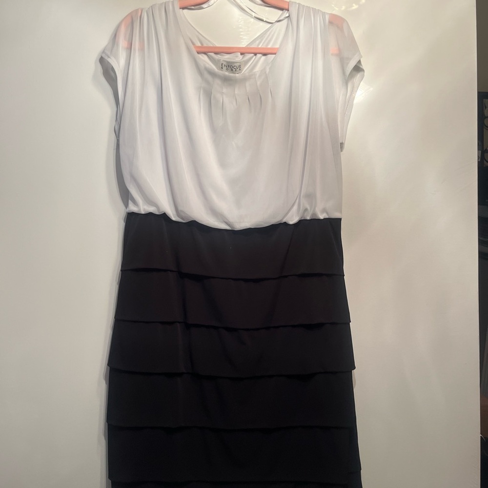 Elegant Black and White Layered Dress